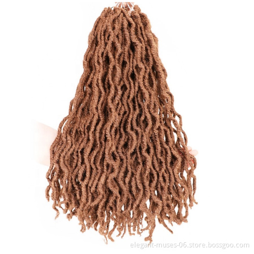 Hot Product 24Roots/pack Synthetic Goddess Faux Locs Pre-made Loop light Crochet Braid Hair Extensions